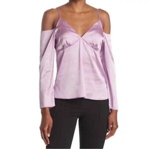 Lavender Off The Shoulder Satin Blouse - size medium
